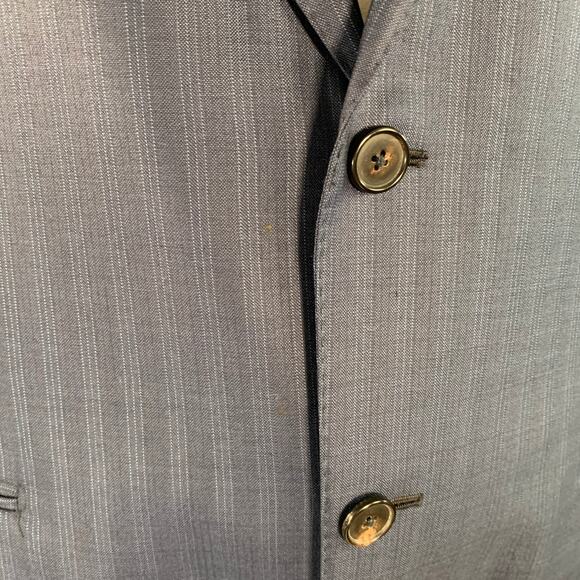 ERMENEGILDO ZEGNA Size 42 Regular Navy Blue Stripe Wool Notch Lapel Suit - Picture 10 of 16